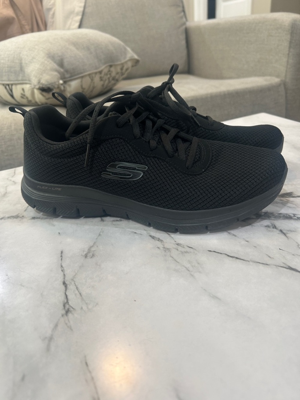 Skechers Women’s All-Black Mesh Comfort Sneakers
